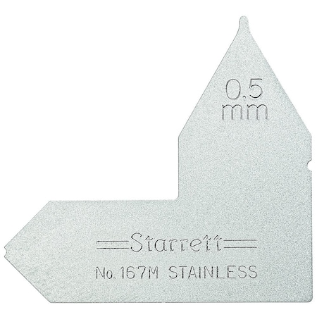 Starrett Radius Gage, Angle, 1, 0.5 mm 167M-1/2